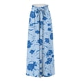 thumbnail image 3 of EliteGoogv Womens Plus Size Pants Wide Leg Floral Print Trousers For Women Casual Summer Vacation Bottoms Blue S, 3 of 4