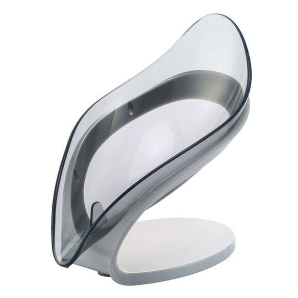Soporte para forma de hoja Herramienta de limpieza con esponja Soporte para escurridor Esponja de cocina Rejilla para escurrir Plato Bandeja, Gris Eigraketly HA000293-02B