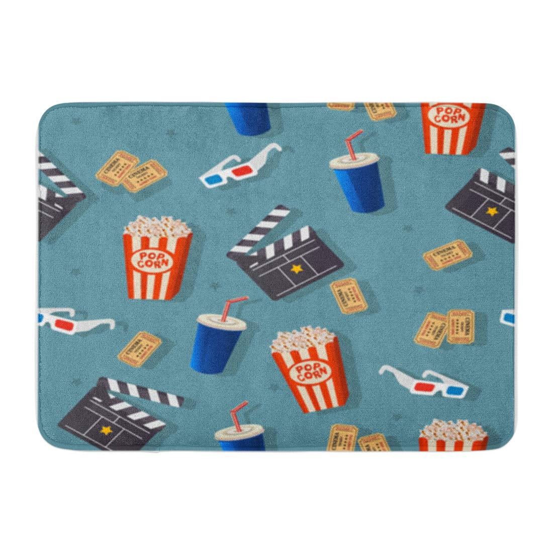 SIDONKU Cinema Film Reel Clapper Popcorn 3D Glasses Soda Cup Doormat ...