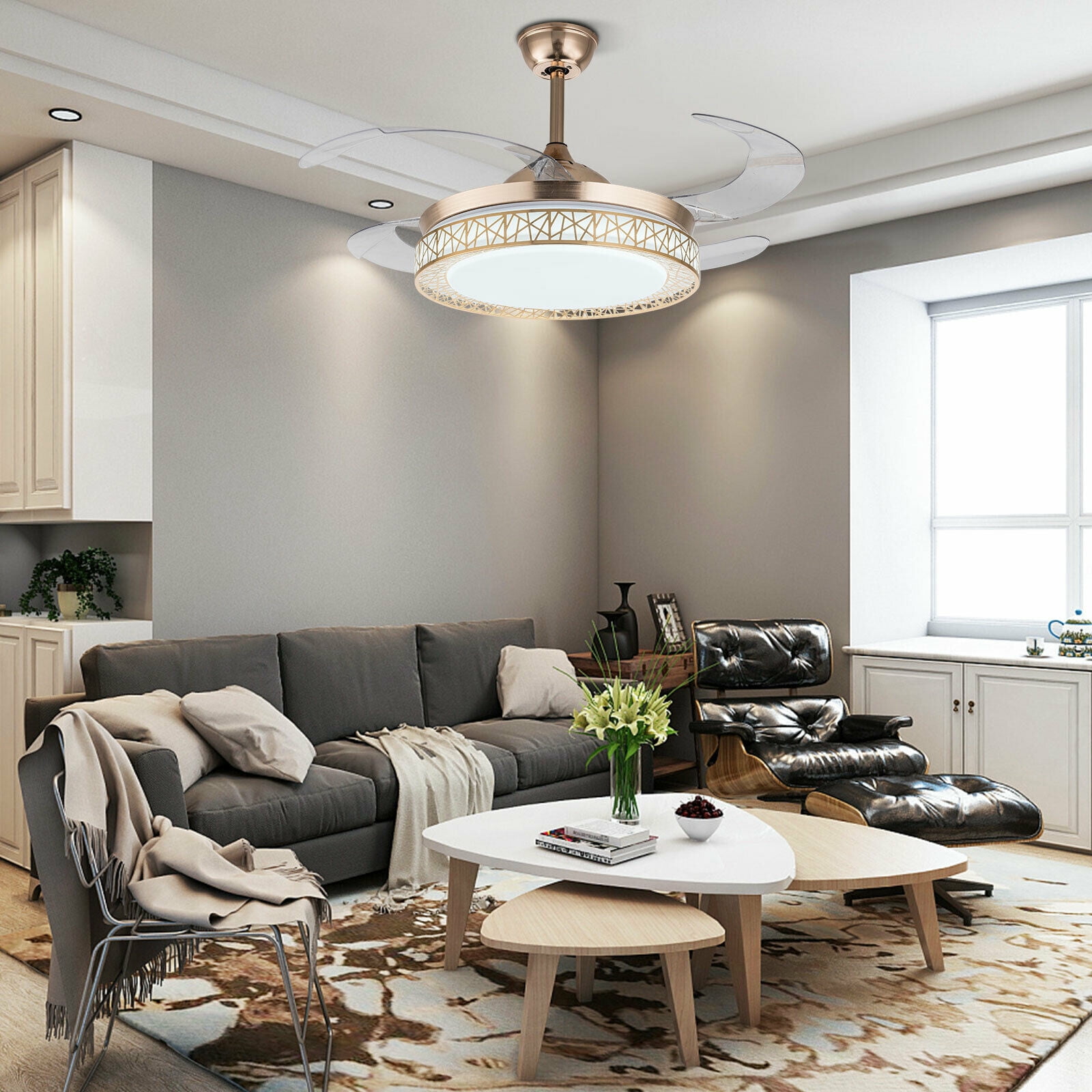 Modern Chandelier Ceiling Fan with Remote, Three Nigeria Ubuy