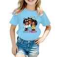thumbnail image 1 of MEZZALL T-Shirt Graphique Mignon pour Filles, Col Rond, Manches Courtes, T-Shirts d'Été Décontractés, Bleu, 9-10 Ans, 1 of 5