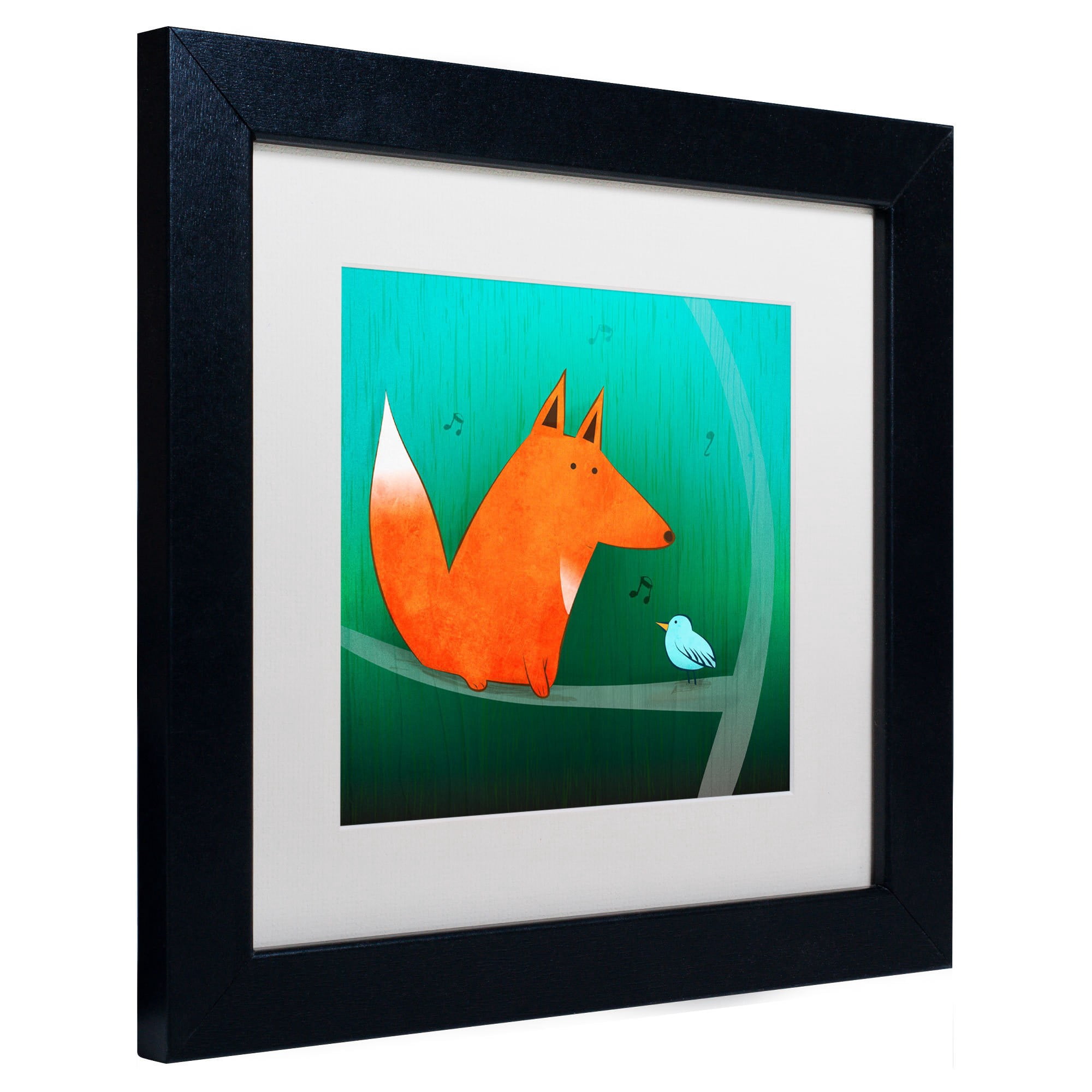 Trademark Fine Art "Fox in Tree" Canvas Art by Carla Martell, White Matte, Black Frame