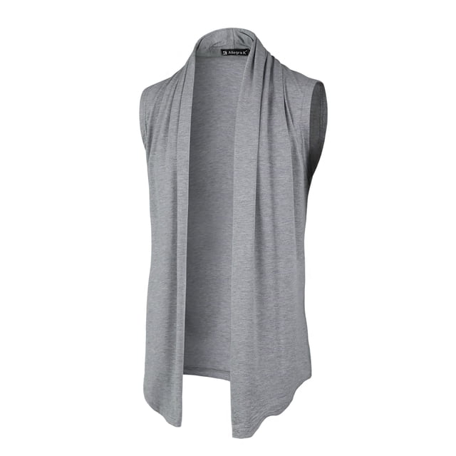 INSPIRAR CHIC Chaleco de Hombre Sin Mangas con Frente Abierto y Dobladillo Asimétrico 42 Gris