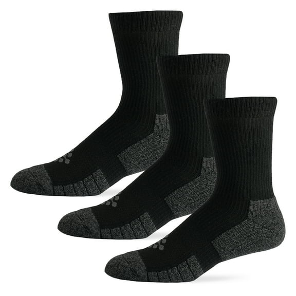 TRUEENERGY Flow High Impact Cushion Crew Sock, Men's Size 10-14.5, 3-pack