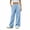 Blue, variant on Women's Seamed Patchwork Wide Leg Sweatpants Elastic Drawstring High Waist Loose Casual Baggy Track Pants with Side Pockets