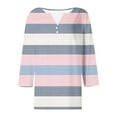 thumbnail image 5 of successthop V Neck Blouse for Women Plus Size 3/4 Sleeve Tops Pullover Tee Shirts Button Stripe Casual Clothes, 5 of 6