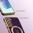 thumbnail image 3 of Magnetic Case for Samsung Galaxy S21 FE 5G Case[Compatible with MagSafe] Cute Plating Love Hearts Case with Camera Protection,Soft Shockproof TPU Bumper Cover for Women Girls,Dark Violet, 3 of 14