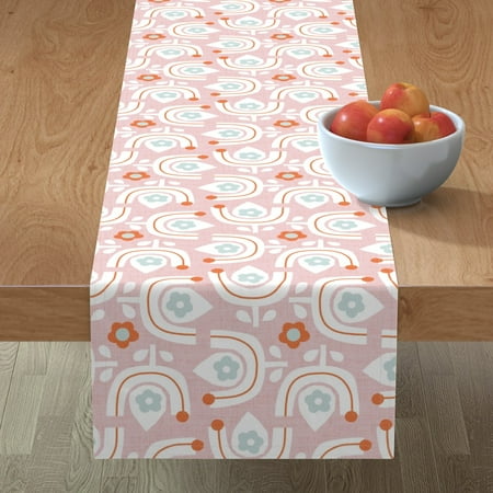 

Cotton Sateen Table Runner 72 - Cotton Candy Pink Flowers Modern Abstract Pastel Print Custom Table Linens by Spoonflower