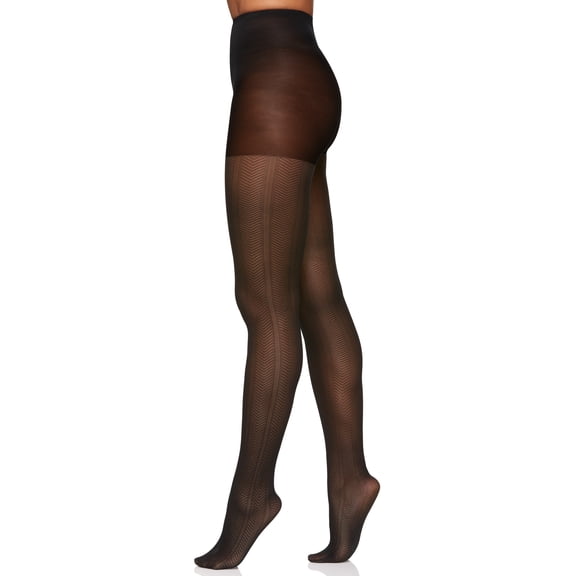 Women's Berkshire 8025 Sheer Chevron Control Top Pantyhose (Black 3/4)