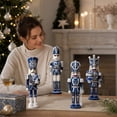 thumbnail image 5 of MInHoues Porcelain Nutcracker Figurines Set of 4, Christmas Wooden Nutcracker Soldier Ornaments with Chinoiserie Blue Pattern, Festive Decor for Tabletop Mantel Shelf, Xmas Decoration Gift, 5 of 6