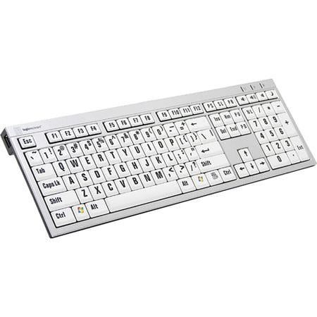 Logickeyboard LargePrint Black on White, PC Slimline Keyboard, US English