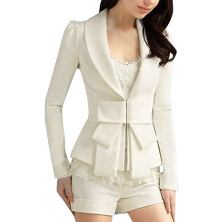 Allegra K Women's Shawl CollarThin Blazer Jacket Coat Whites (Size M / 8)