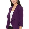 thumbnail image 6 of Women's Elegant Draped Blazer Casual Open Front 3/4 Sleeve Jacket, 6 of 6