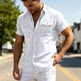 thumbnail image 6 of Guluxicc Men's Cotton Shirts with Pockets Button Down Short Sleeve Shirts for Everyday Wear Trendy Summer Casual Outfits, 6 of 8