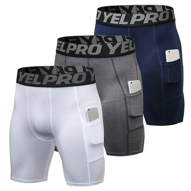 YEL YEL 3 Pack Men Compression Shorts Active Workout Underwear with