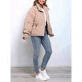 thumbnail image 4 of Women'S Winter Cropped Puffer Jacket Coat Short Warm Quilted Jacket Khaki M, 4 of 6