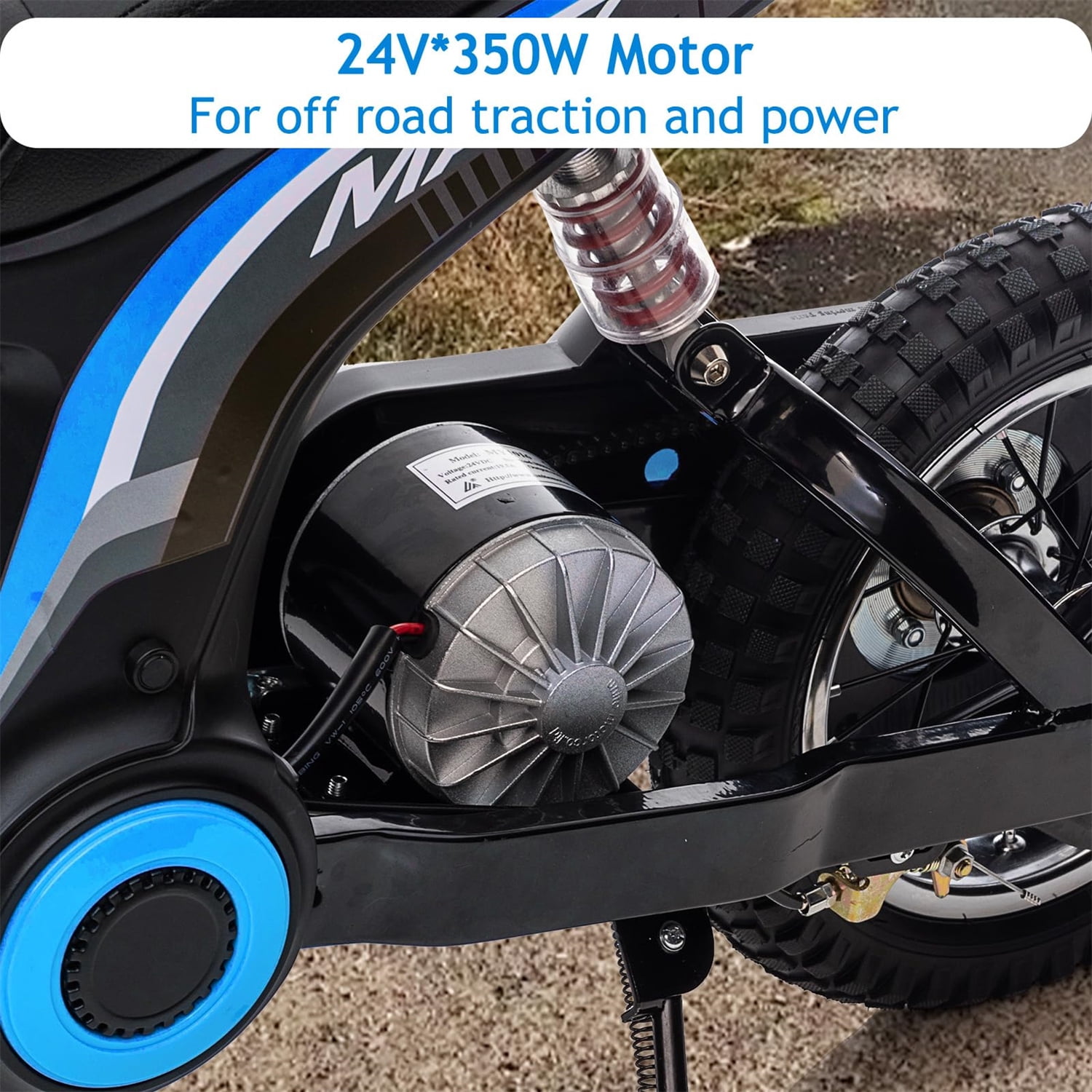 Juibresa 24V Electric Dirt Bike for Kids,Ride On Motorcycle Car with Powered 350W Brushless Motor for Boys and Girls,Max Speed 15MPH，2-Speeds,Max Weight 135 Lbs