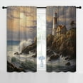 thumbnail image 2 of Nautical Lighthouse Blackout Curtains for Boys Girl Bedroom Home Decor,Ocean Waves Farmhouse House Sunrise Thermal Insulated Rod Pocket Darkening Living Room Window Drapes-42"W x 84"L (Pack of 2), 2 of 7