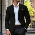 thumbnail image 2 of Fwqbns Men's Blazer Jacket Casual Long Sleeve Slim Fit One Button Sport Coats with Pocket for Work Business Daily Wear Black, 2 of 7