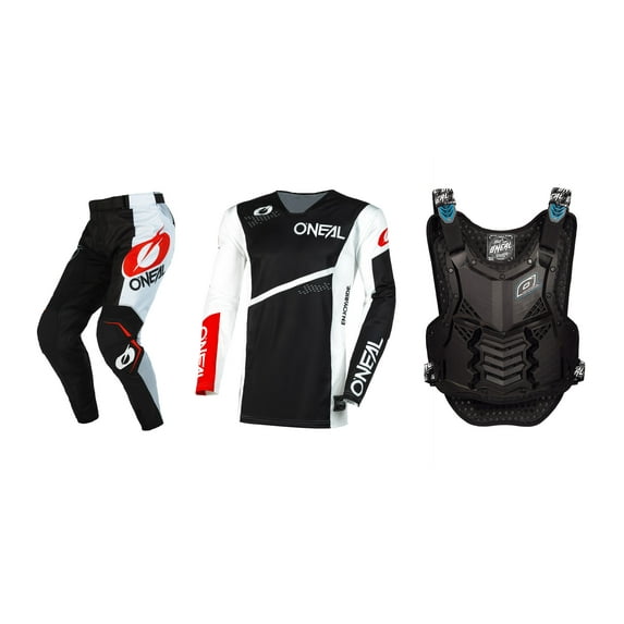 Oneal 2023 Hardwear Air Slam Offroad Jersey Pant Chest Protector Combo Black/White (Large / 32)