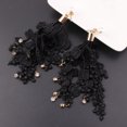 thumbnail image 3 of Ayyufe Bridal Wedding Lace Tassel Rhinestone Long Dangle Pearl Stud Earrings, 3 of 7