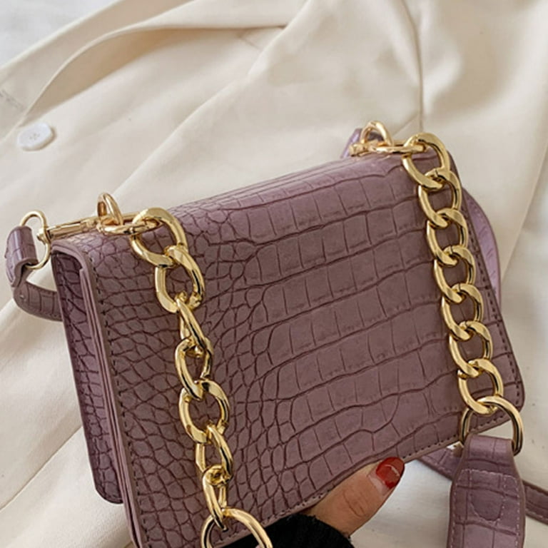 Women Small Square Crossbody Bag Leather Shoulder Bags Chain