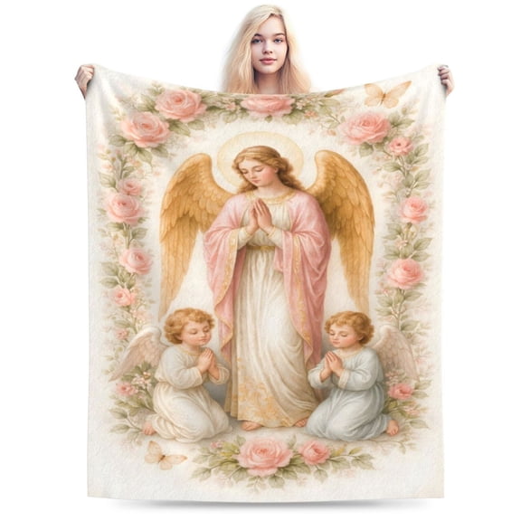 Virgin Mary Blanket Super Soft Warm Fluffy Fleece Flannel Catholic Throw Blanket Cozy Fuzzy Plush Stuff Bedding Blankets Gifts for Women Adults 50x40