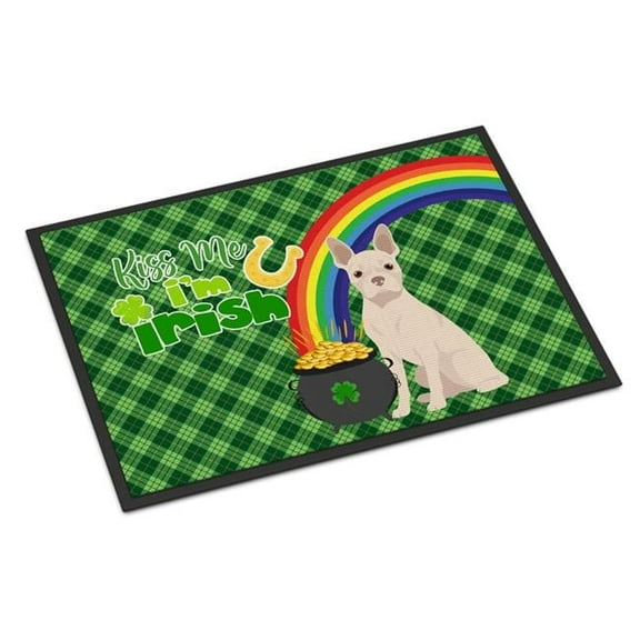 White Boston Terrier St. Patrick's Day Indoor or Outdoor Mat 24x36 36 in x 24 in
