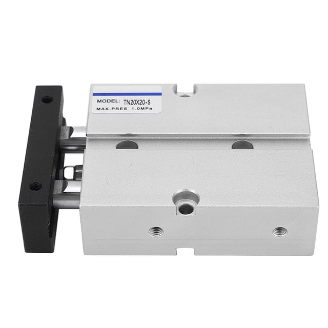 Cilindro neumático de doble acción, aleación de aluminio, doble vástago, doble eje, cilindro neumático de 20 mm de diámetro y 20 mm de carrera.