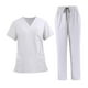 thumbnail image 4 of Conjunto de uniforme médico unisex, ligero, suave y cómodo, para salones de belleza y enfermería. Blanco, 4 of 8