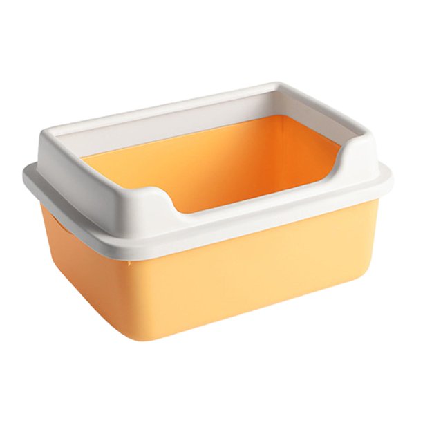 Caja de arena para gatos Bandeja de arena para gatos Caja de arena para gatos con tapa abierta Inodoro para gatos pequeños Amarillo48cmx32cmx22cm Yuyangstore bandeja de arena para gatos
