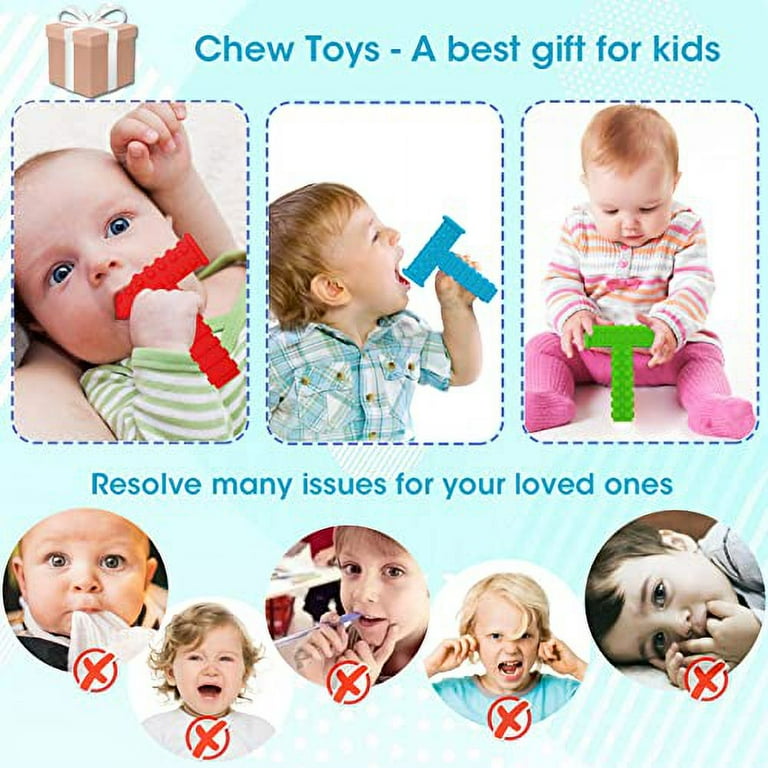 Sensory Chew Toys for Autistic Children T Chews Tubes for Teens Chewing Autism Boys and Girls Kids ADHD Silicone Brick Toys for 3 12 Years