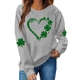 thumbnail image 1 of Besolor Chandail en Molleton pour Femmes St Patricks Day Trèfle Imprimé Manches Longues Pull Décontracté Col Rond Graphique, 1 of 4