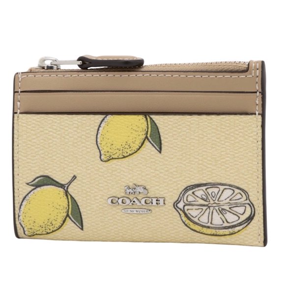 Coach Women's Mini Skinny Zip Id Card Case with Lemon Print (Garden Glade Multi)