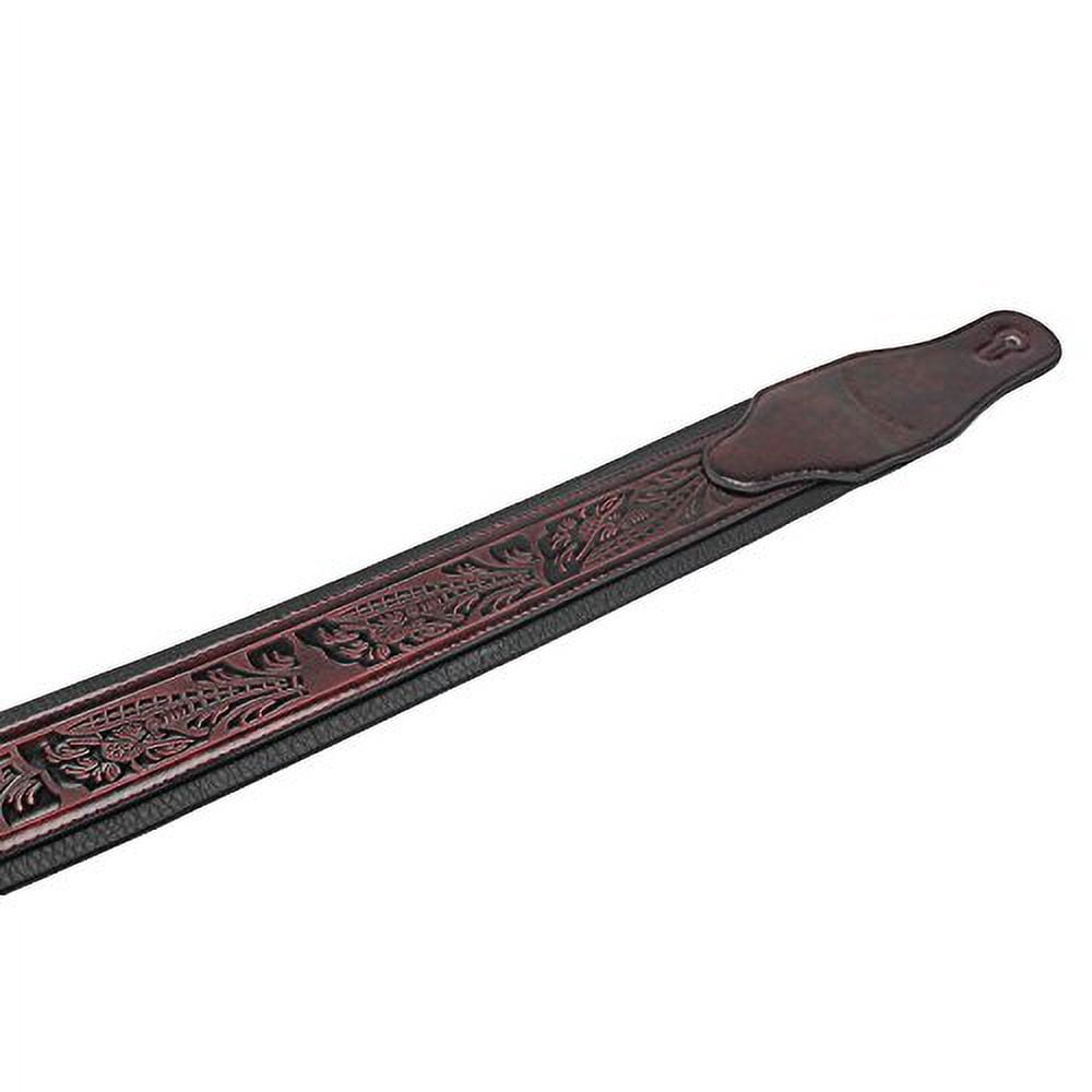 Walker & Williams GB-163 Oxford Brown Padded Guitar Strap with Oak Leaves & Texas Star