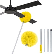 CCWADH Max 55'' Ceiling Fan Cleaner Duster Reusable Microfiber Ceiling Fan Blade Cleaner Removable Duster with Extension Pole for Cleaning Walls Bookshelves Furniture Door,Yellow