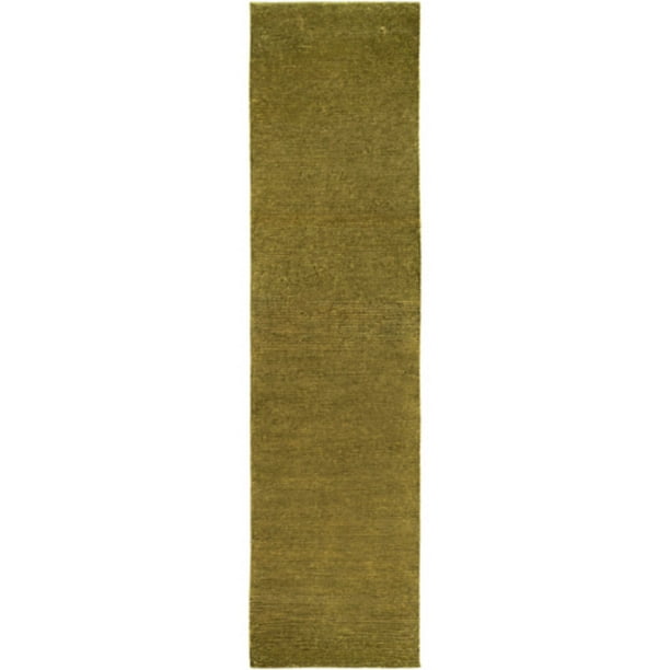 2.5' x 10' Solid Olive Green Rectangular Area Throw Rug Runner