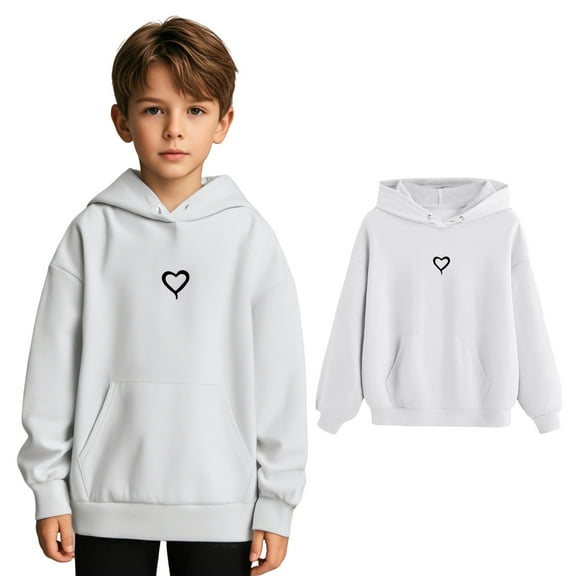 LIUYUNNN Kids Boys Hoodies Pullover White Hoodies Long Sleeve Lightweight Pullover Tops Loose Sweatshirt Fall Winter Clothes Girls Size 8-9 Years Clothes Boys Girls Fall Outfits