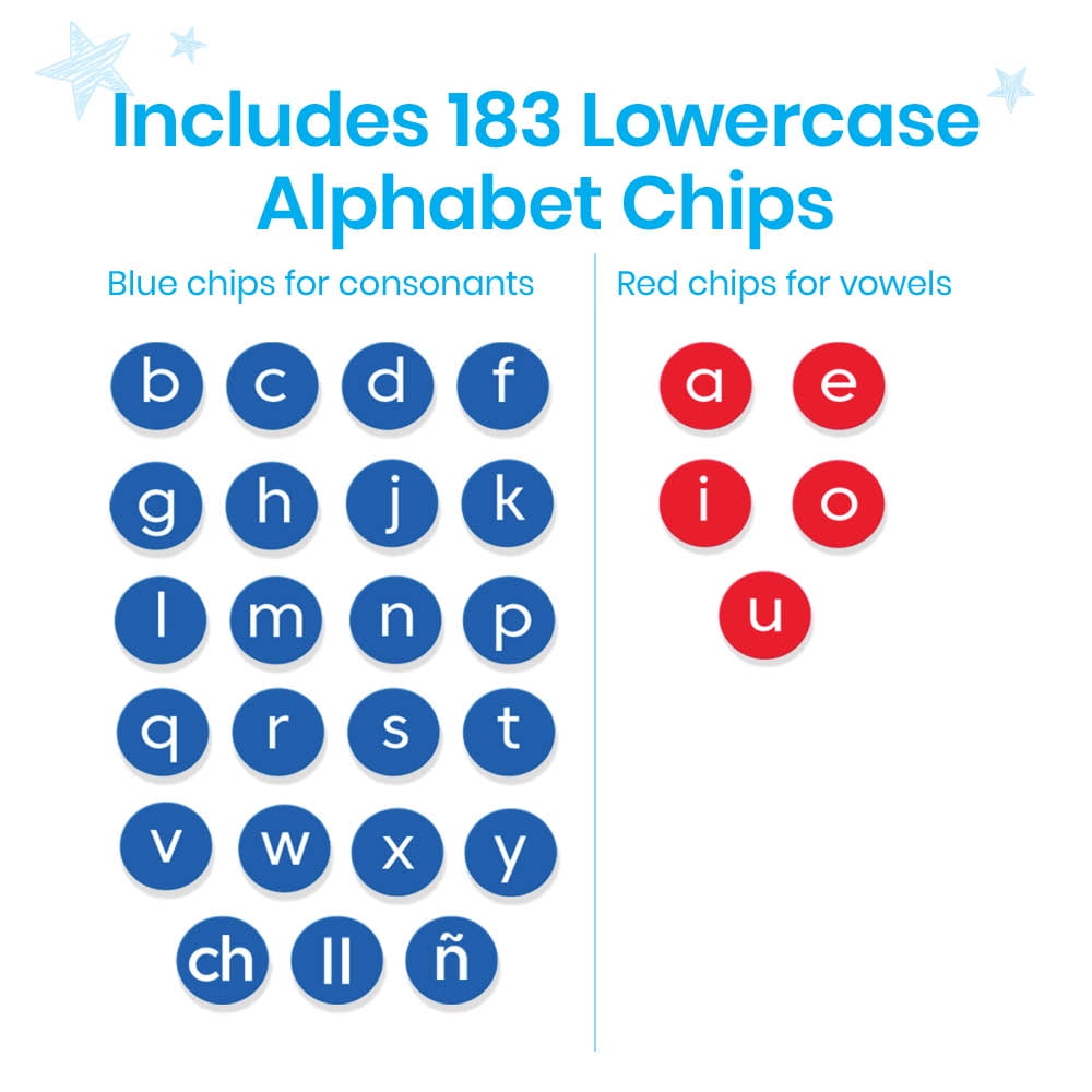 hand2mind Spanish Lowercase Alphabet Chips, Alphabet Letters, Lowercase Letters, Alphabet Toys, Ages 3+