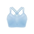 thumbnail image 6 of Hontri Women's Solid Color Underwire Bra - Large Size Hollow Sports Blue 1 L, 6 of 8