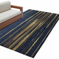 thumbnail image 2 of Rectangle Area Rug 4x6ft, Gold Line on Navy Blue Non-Shedding Washable Area Rug, Blue Gradient Modern Minimalist Art Non Slip Low-Profile Rugs for Living Room, Bedroom Dining Room, 2 of 9