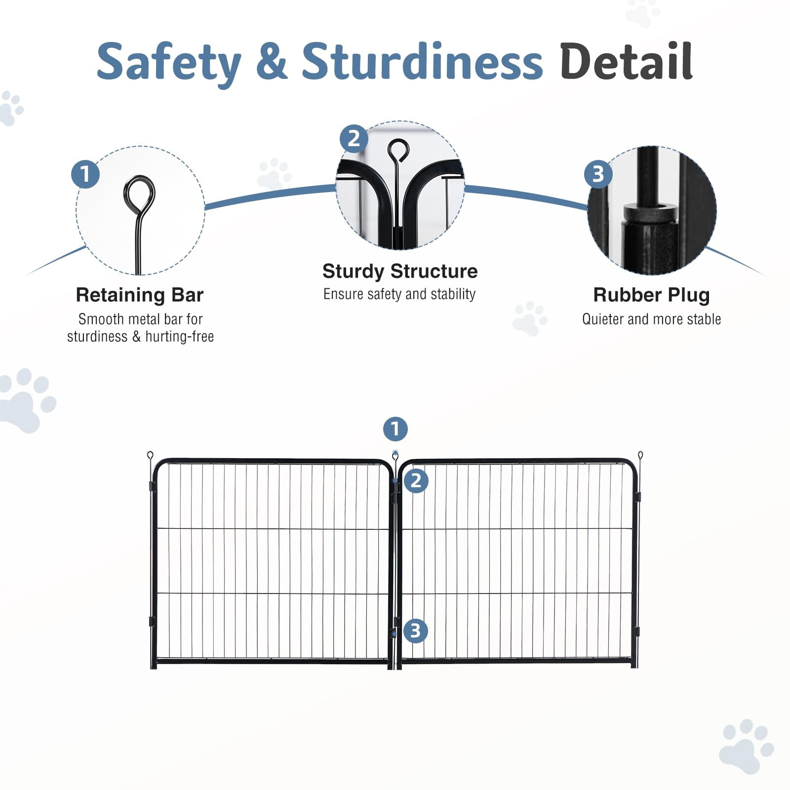 Dog Playpen Indoor  Metal 40 Inch 2 Panels Foldable Pet Fence With Door Outdoor Small Medium Large Puppy Portable Exercise Play Pen For Rv Camping Trips Yard
