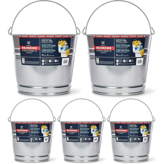 Behrens 1210GS 10-Quart Galvanized Steel Pail - 5 Pack
