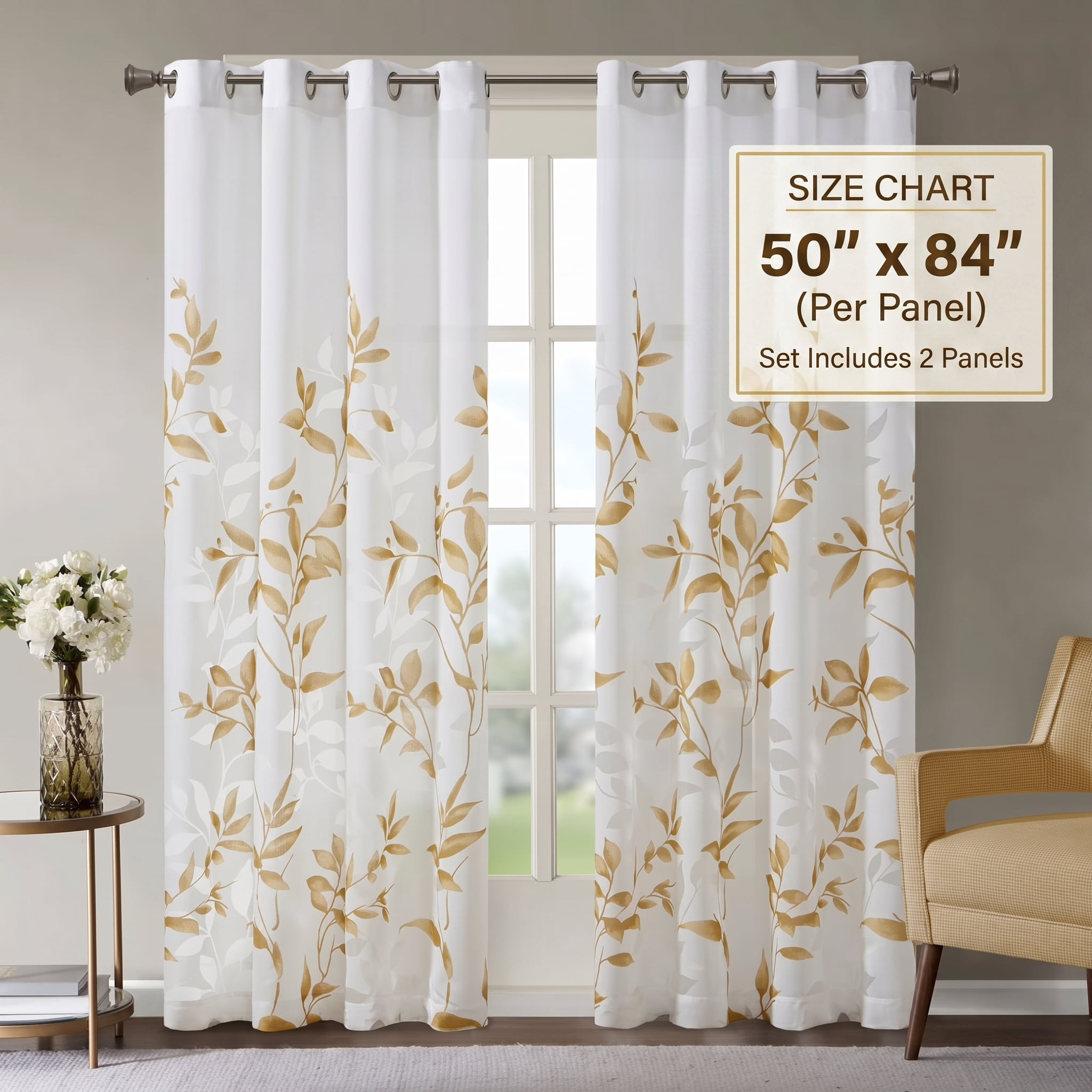 Burnout Printed Curtain Panel (Only 1 Pc Panel)