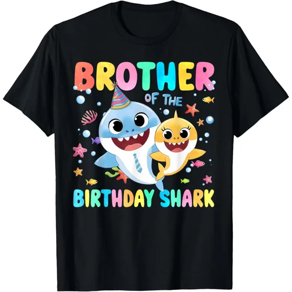 Brother Of The Birthday Shark Funny Family Celebration Graphic Gift Unisex T-Shirt ,up to size 5XL