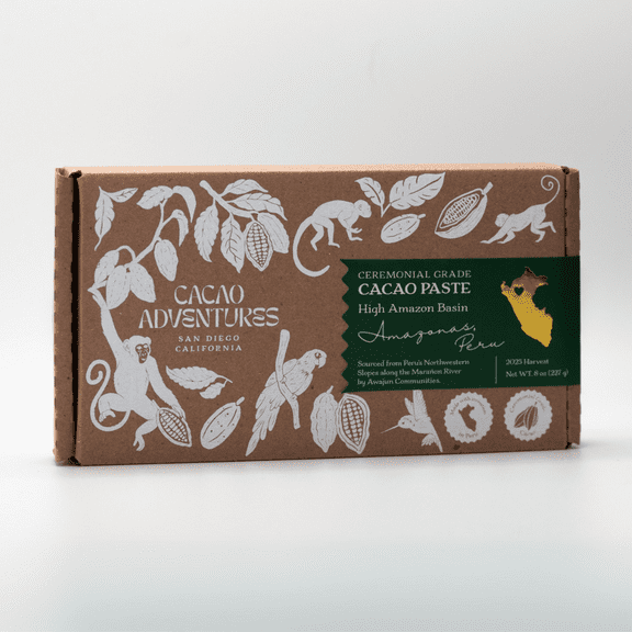 Cacao Adventures Ceremonial Cacao Block, 100% Pure, Unsweetened, Vegan, 8 oz | High Amazon Origin for Rituals, Drinking, Meditation