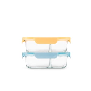 Ello Color Lock 3.4-Cup Divided Glass Meal Prep Set, 4-Piece