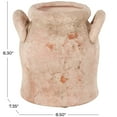 thumbnail image 3 of DecMode 8" Antique Style Distressed Pink Ceramic Vase with Handles, 3 of 9
