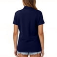 thumbnail image 4 of BOMYJESK Polo Shirts for Women Short Sleeve Collared Tops Button Down Tennis Golf Shirt Business Casual Basic Tees Tops 2026 Oversized Blouses Navy S, 4 of 5