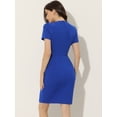 thumbnail image 3 of Vestido de tubo Allegra K Azul Real L, informal, de negocios, cuello redondo, manga corta, 3 of 6